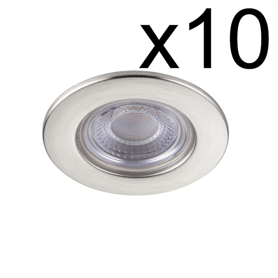 image 1 of Set of 10 Satin Nickel Fire Rated 6W LED 4000K Recessed Downlights