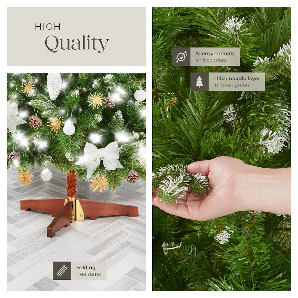 image 1 of Christmas Tree Blitzen - 180 cm tall, green PVC needles, frosted tips, with stand