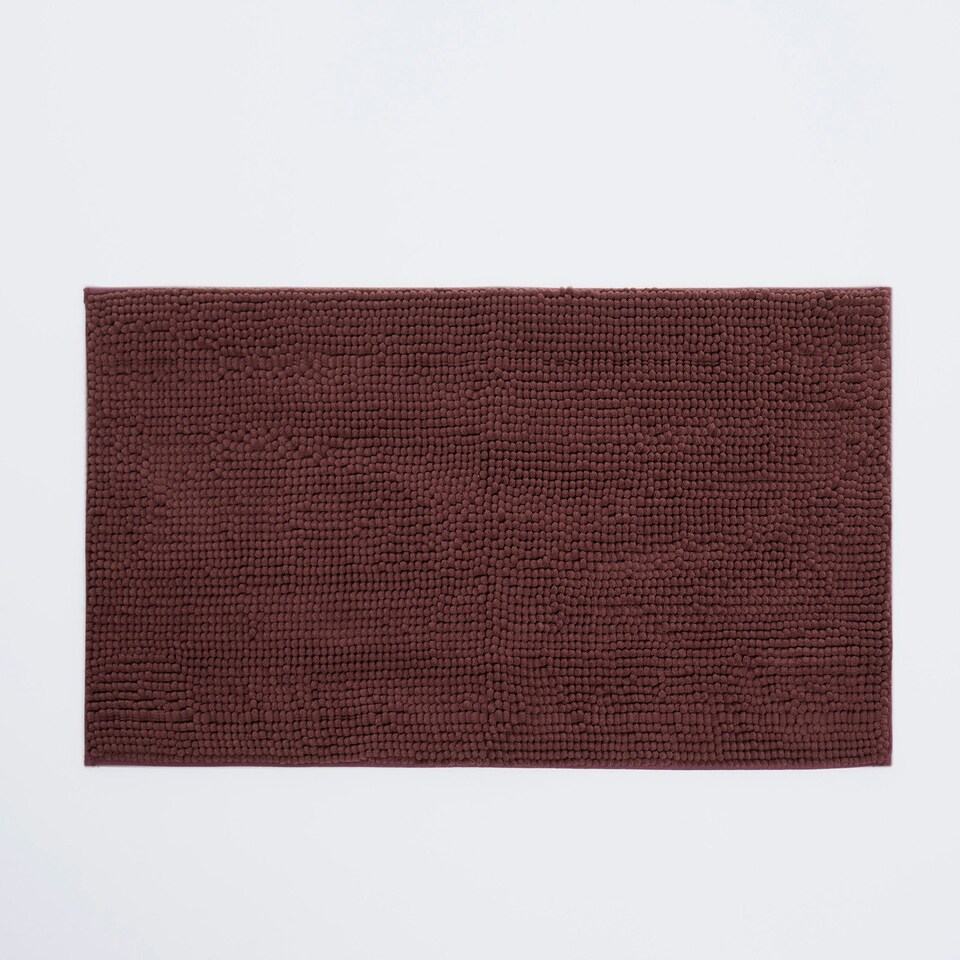 image 1 of OHS Soft Microfibre Non-Slip Absorbent Noodle Chenille Bath Runner Mat Red | Burgundy | 45 x 75cm