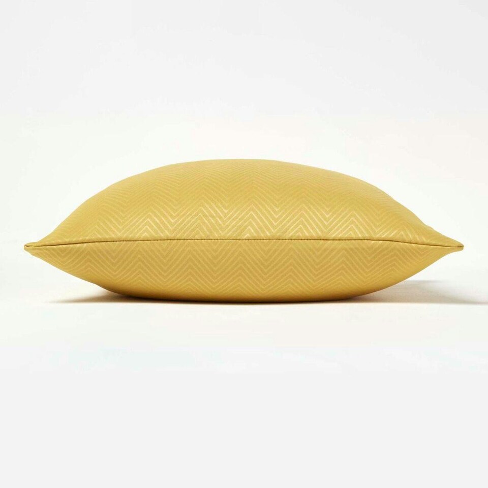 image 1 of Homescapes Mustard Yellow Herringbone Chevron Cushion Cover - 45 x 45 cm | Yellow | Mustard Yellow | 45 x 45 cm