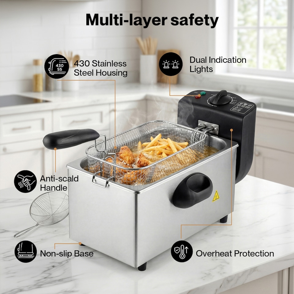 image 1 of Spector Deep Fat Fryer 3L Electrical Stainless Steel Removable Frying Basket