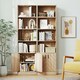 image 8 of COSTWAY 6-Tier Bookshelf Bookcase w/4 Open Cubes Oak Brown