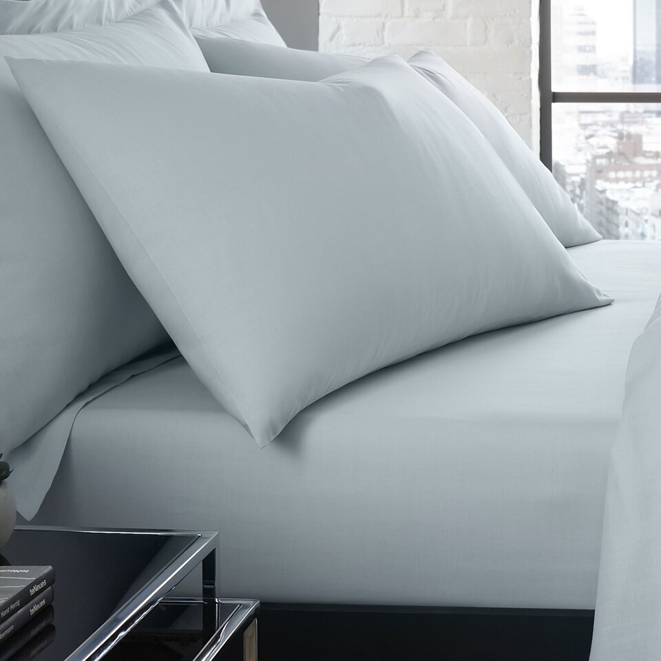 image 1 of Serene Plain Dyed Pair of Housewife Pillowcases Duck Egg
