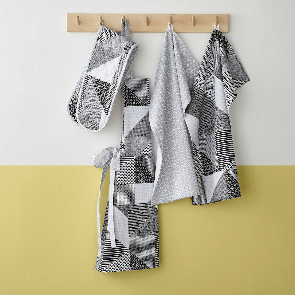 image 1 of Catherine Lansfield Larsson Geo Cotton Kitchen Adult Apron | Grey | One Size