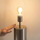 image 1 of ValueLights Lexy Brushed Chrome Touch Table Lamp with Black Drum Shade