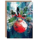image 1 of Single Hanging Red Bauble Ornament Holly Painting Blank For Him Or Her Art Christmas Card