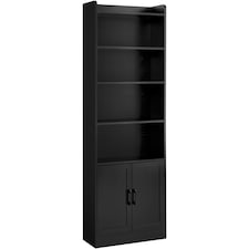 Yaheetech 7-Tier Tall Bookcase with 2-Door Cabinet-Black