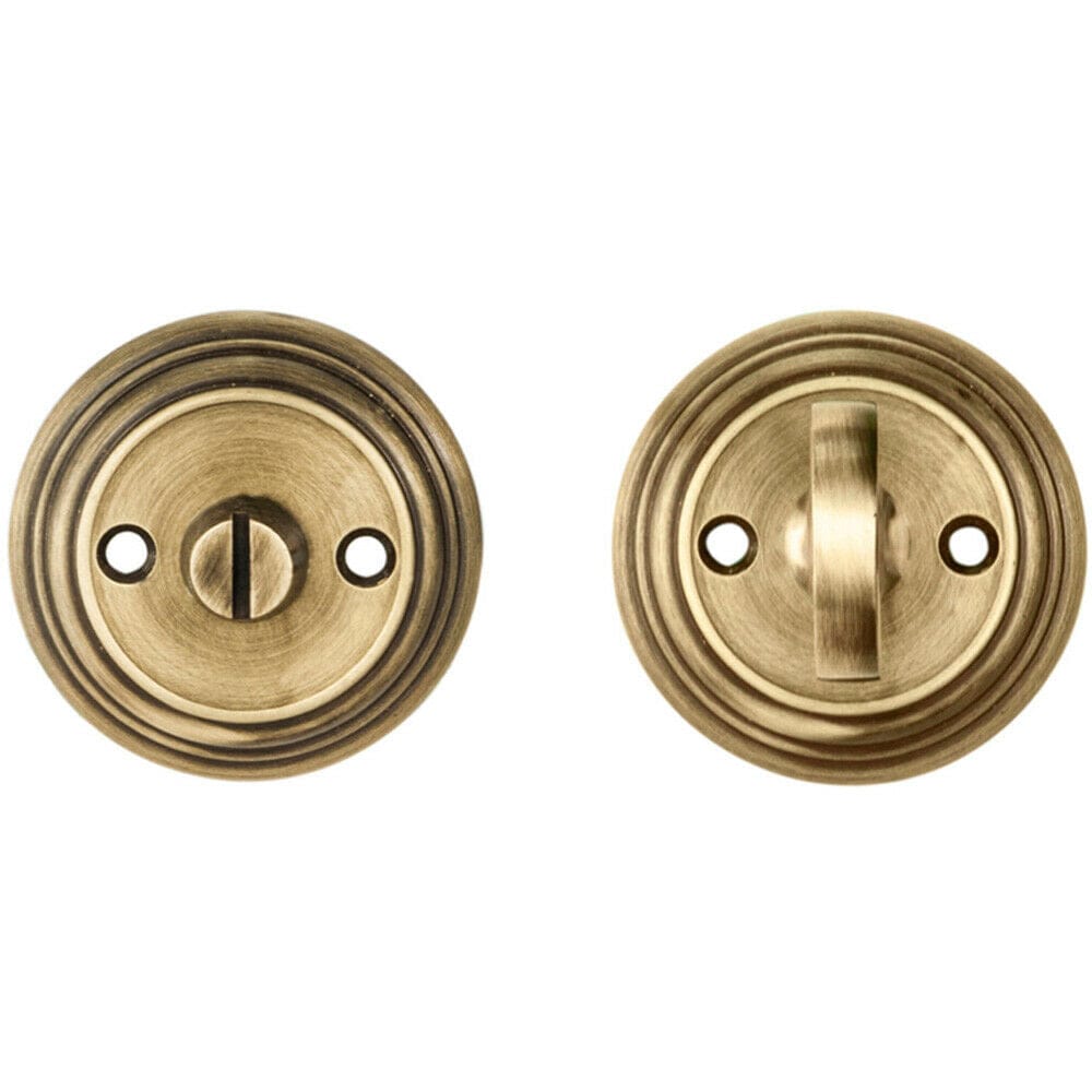 Loops Bathroom Thumbturn & Release Handle Reeded Design 55mm Dia Antique Bronze