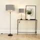 image 2 of ValueLights Maggie Black Candlestick Floor Lamp Grey Chrome Shade | Grey