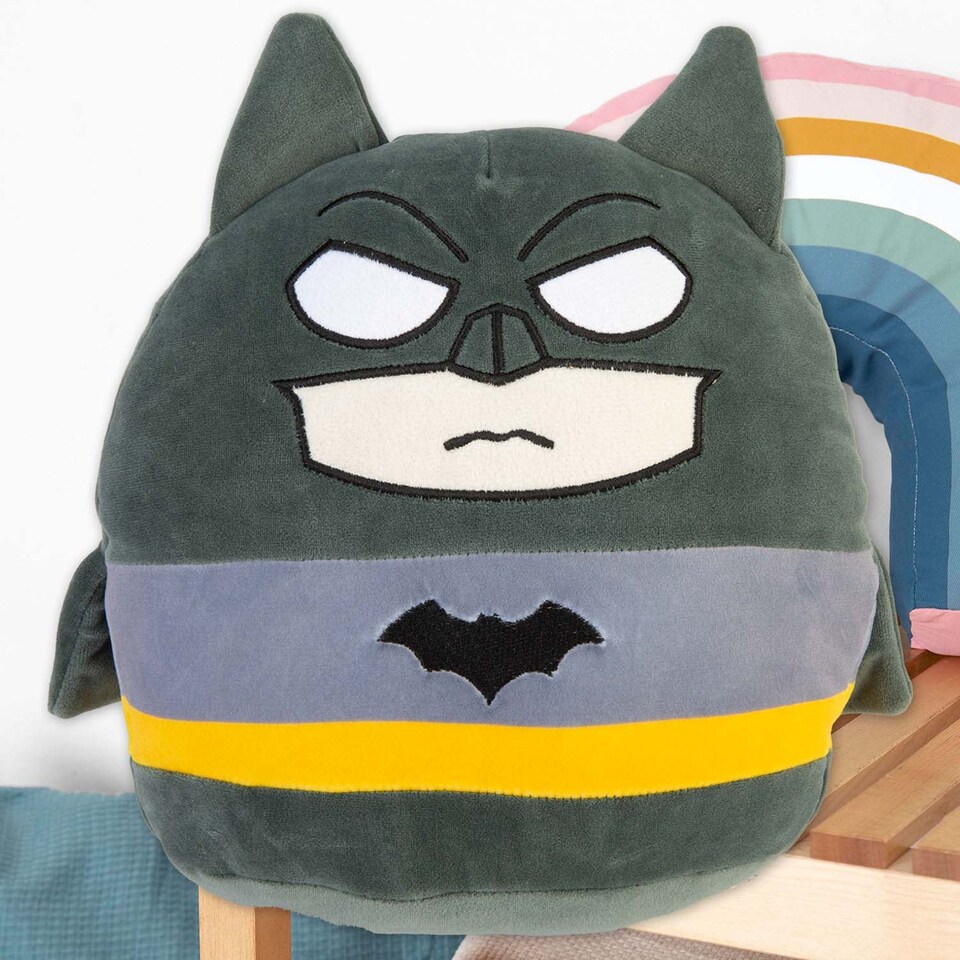image 1 of PMS Batman Oval Plush Cushion Black - 22cm x 16cm
