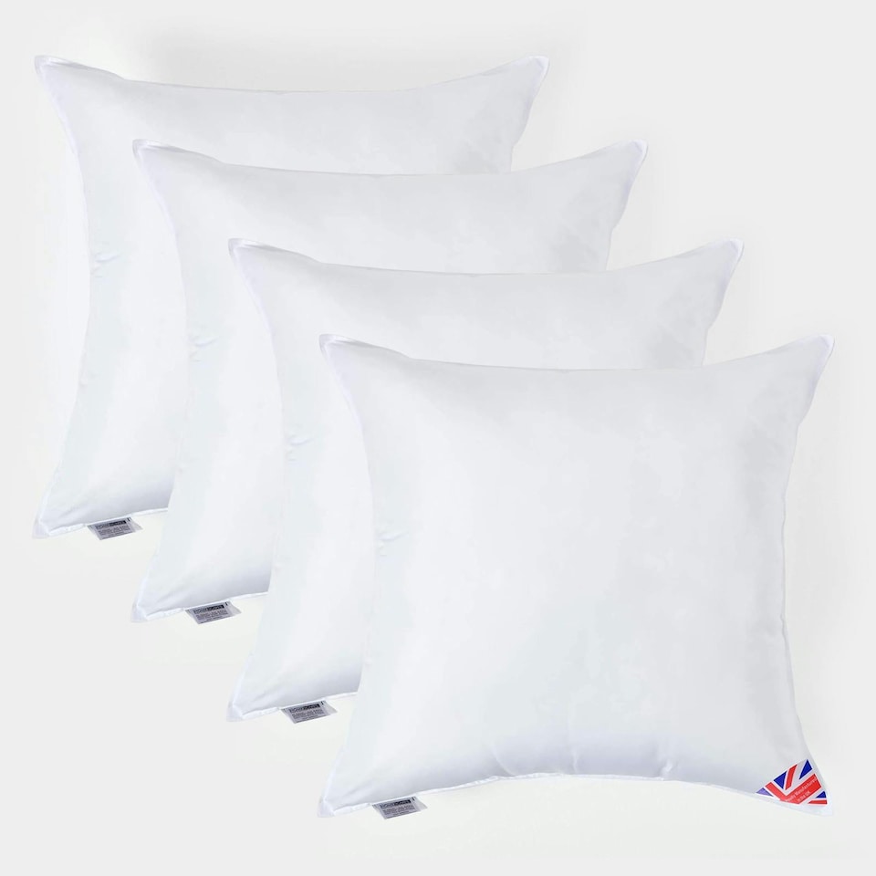 image 1 of Homescapes Luxury Super Microfibre Cushion Pad Insert Inner 80 x 80 cm (32 x 32 inches) - Pack of 4 | White | 80 x 80 cm (32 x 32")
