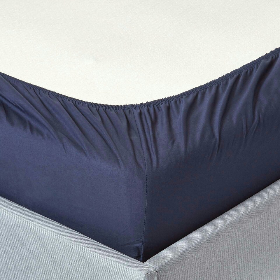 image 1 of Homescapes Navy Blue Egyptian Cotton Fitted Sheet 200 TC, Super King Blue | Super King
