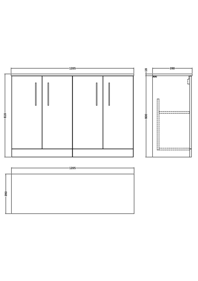 image 1 of Balterley Level Modern Bathroom 2 Door Floor Standing Vanity Unit with Worktop & Handles | Grey | Anthracite Woodgrain