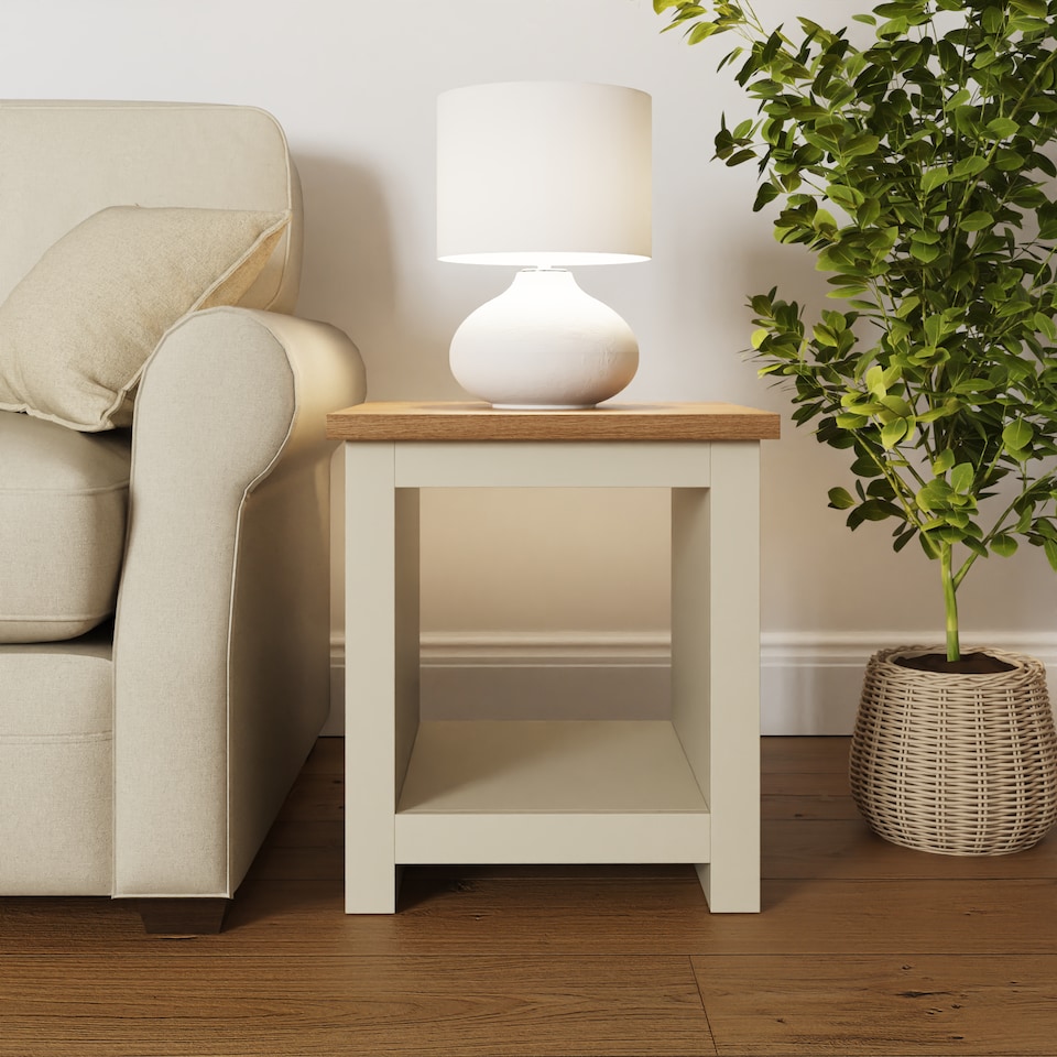 image 1 of Lancaster Side Table with Shelf | Cream | Cream