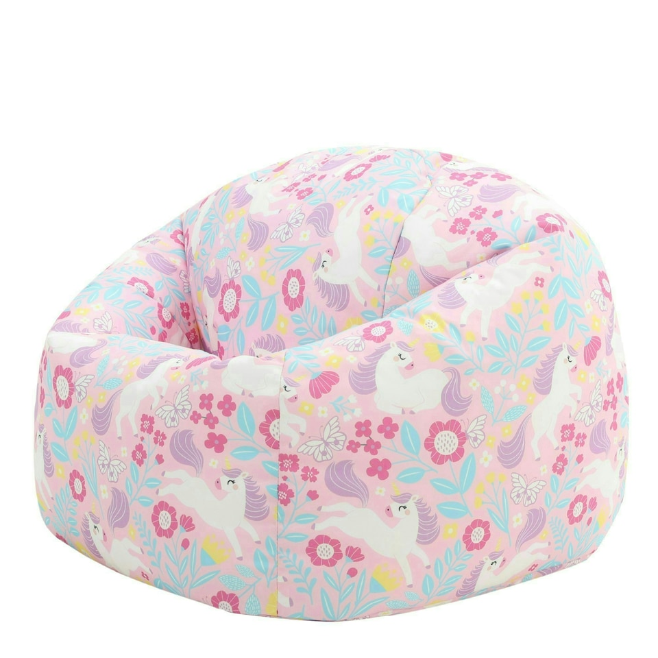 image 1 of icon Kids Unicorn Bean Bag Chair Purple Childrens Bean Bags Pink