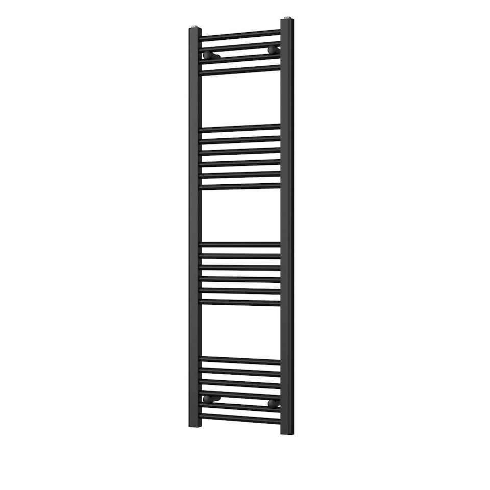 image 1 of Zennor Straight Heated Towel Rail Bathroom Radiator - Black - (H) 1400mm x (W) 400mm