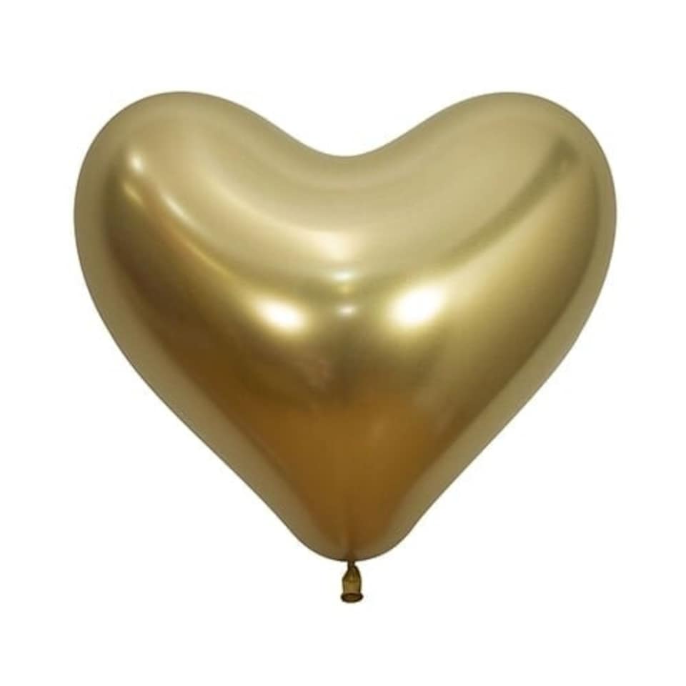 Reflex Gold Heart Shape Latex Balloons 35cm / 14 in - Pack of 50