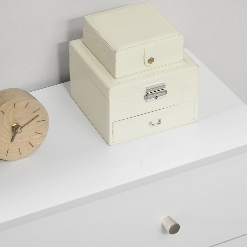 image 1 of HOMCOM Chest of Drawers, 3-Drawer Storage Organiser Unit with Wood Legs for Bedroom, Living Room, White