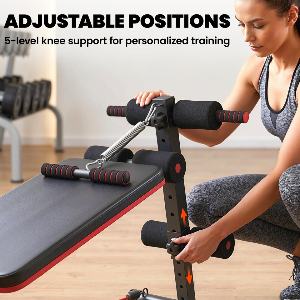 image 1 of HOMCOM Foldable Sit Up Bench 5-Level Adjustable Core Workout for Home Gym Black