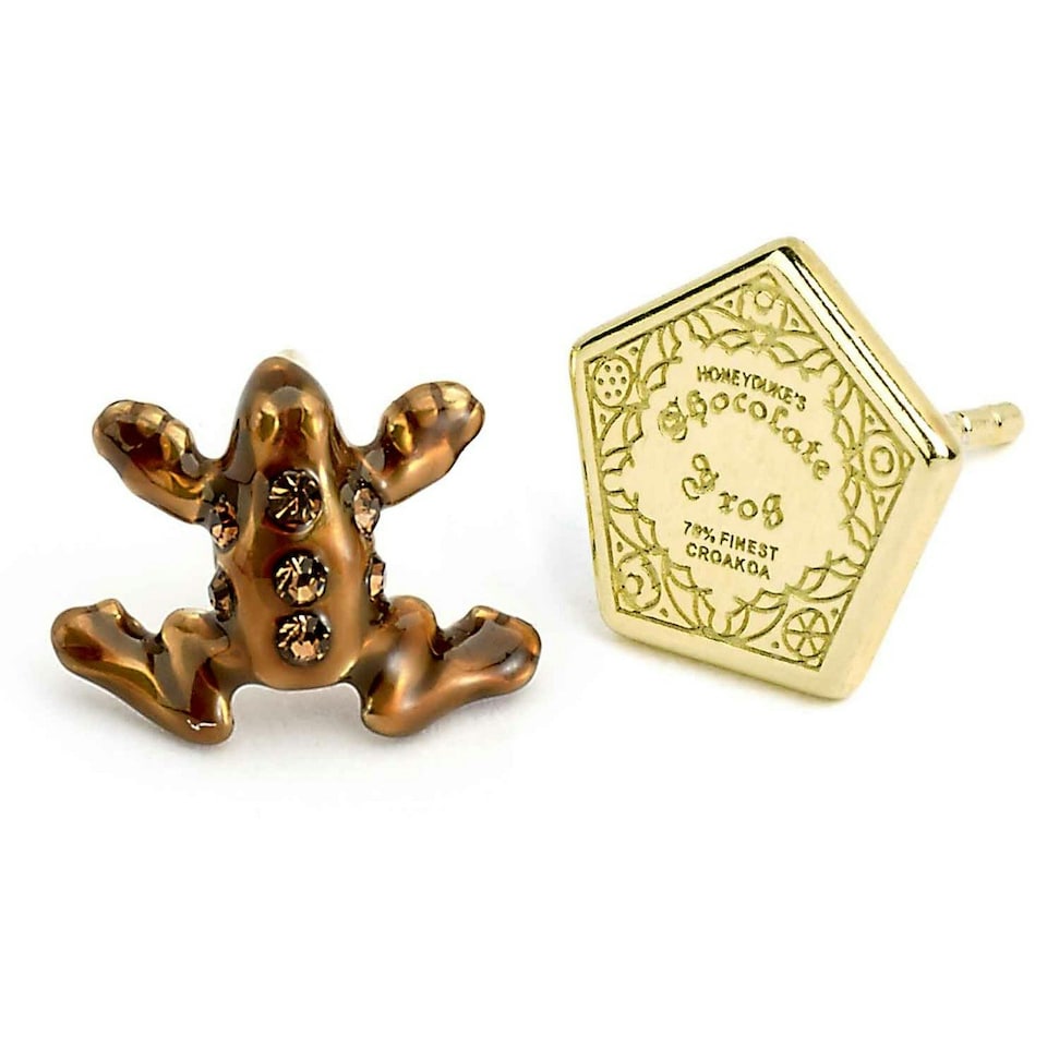 image 1 of Official Harry Potter Sterling Silver Chocolate Frog Stud Earrings with Crystal Elements