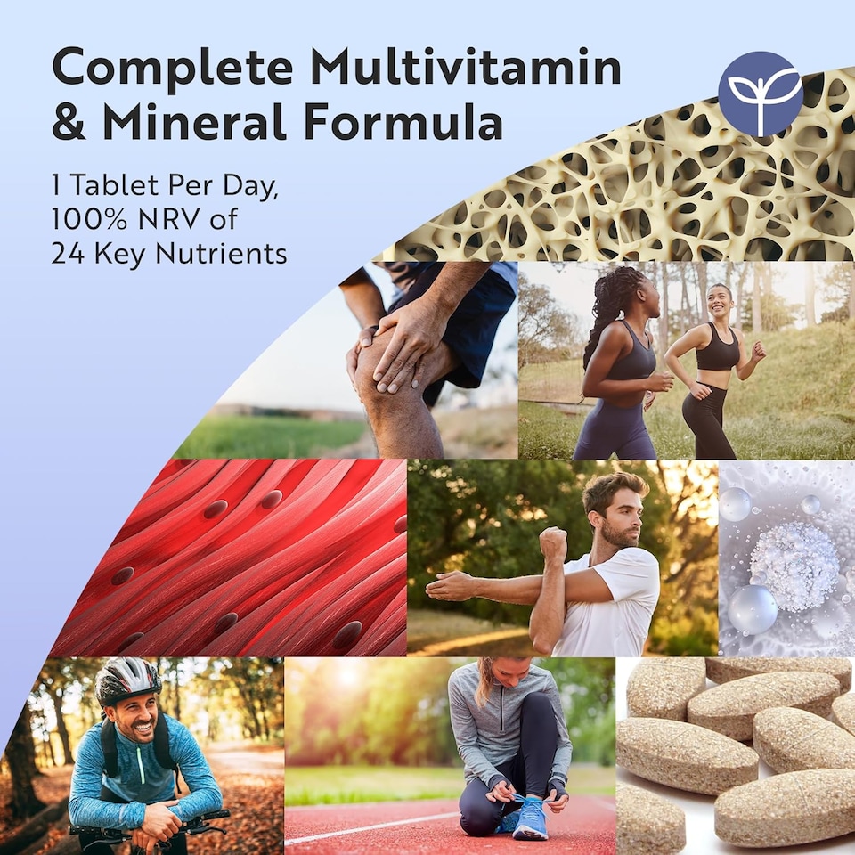 image 1 of Nutravita Multivitamins & Minerals - 26 Essential Active Vitamins & Minerals for Immune System Support - Made in the UK - 365 Vegan Tablets