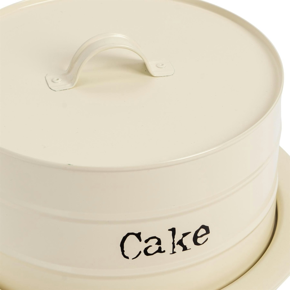 image 1 of Harbour Housewares Cream Vintage Metal Kitchen Cake Tin Kitchen Caddy Kitchen Storage Containers Canister