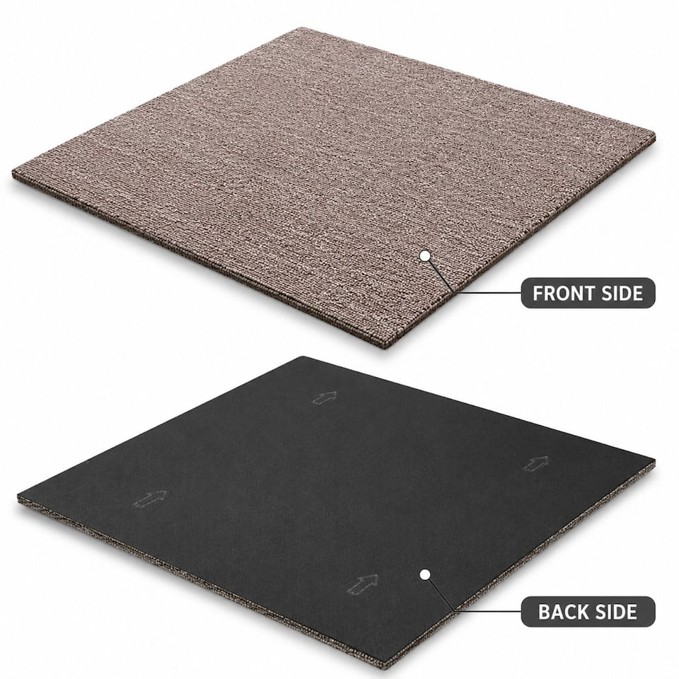 image 1 of Oat 5mm Loop Pile Bitumen Backed Luxury Carpet Tile For Home & Commercial Use, 20 Tiles per pack, Suitable for underfloor heating