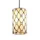image 2 of Traditional Cream Amber Tiffany Glass Pendant Lamp Shade with Small Clear Beads | Orange