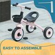 image 6 of AIYAPLAY Trike W/ Adjustable Seat Basket, Kids Tricycle for 2-5 Years Old, Pink