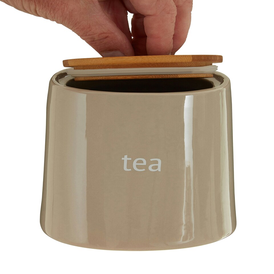 image 1 of Interiors By Premier Functional Design Beige Ceramic Tea Canister, Chic Design Ceramic Canister, Durable Canister For Ingredients