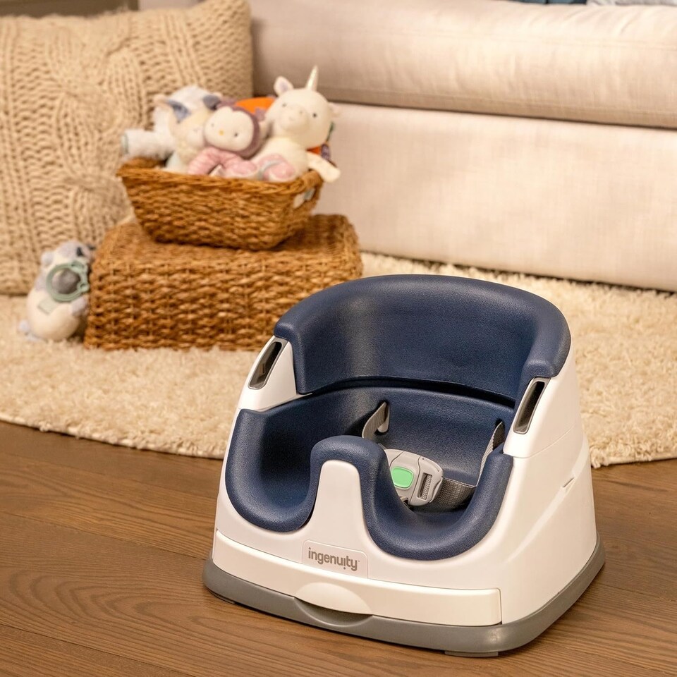 image 1 of Ingenuity Baby Base 2-in-1 Booster Feeding and Floor Seat Night Sky 16727 | Blue | Night sky | One Size | 1