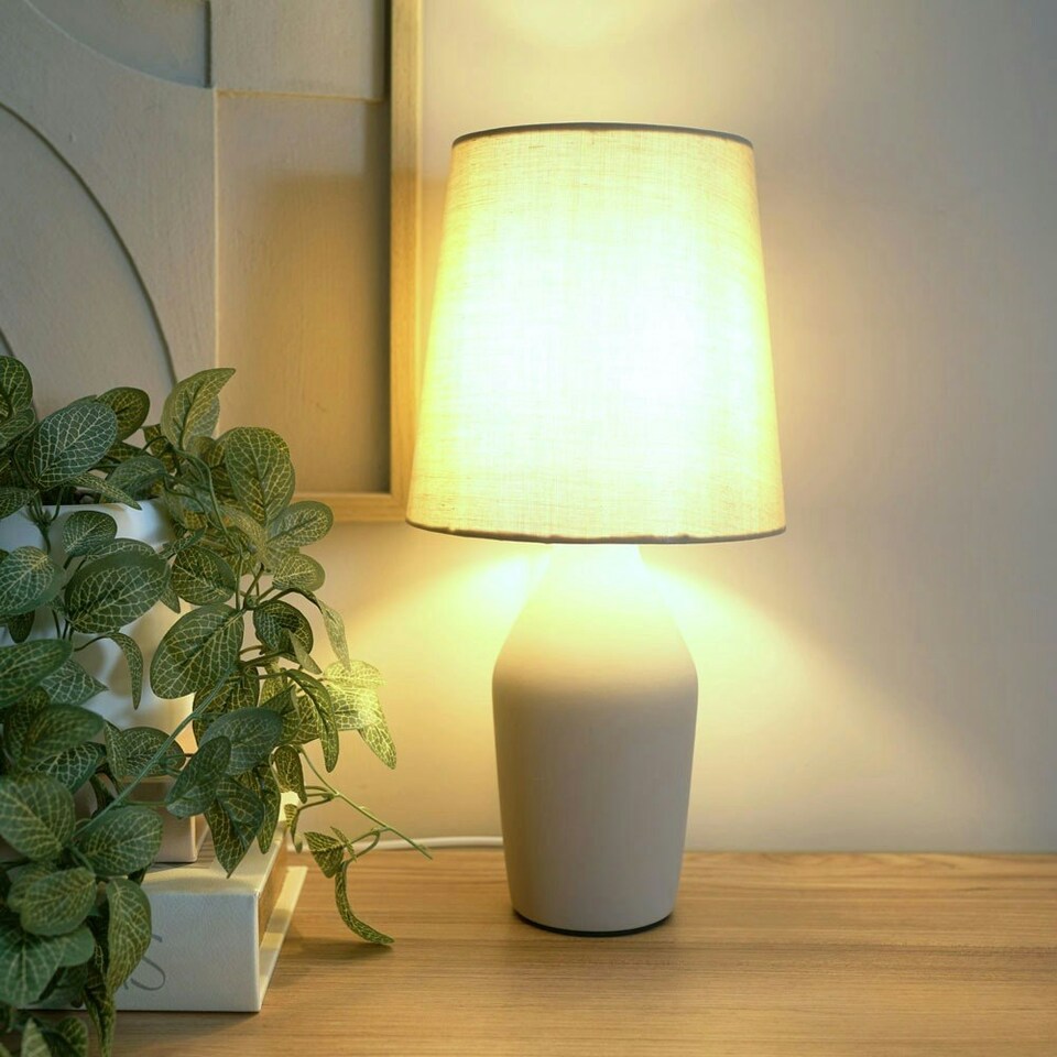 image 1 of ValueLights Arlo Coffee Ceramic Table Lamp with Coffee Shade with LED Bulb Brown