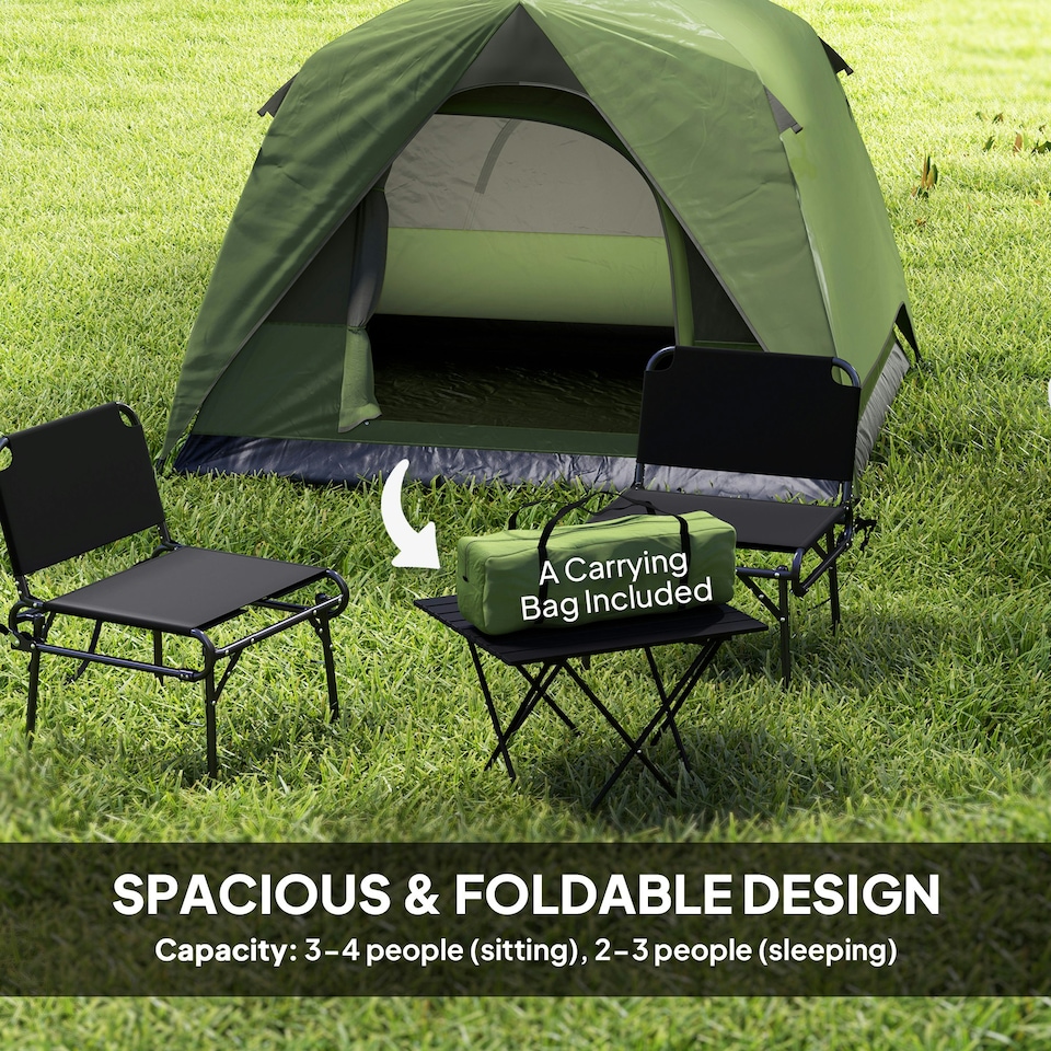 image 1 of Outsunny 3-4 Person Camping Tent, Waterproof Tent Blue | Navy Blue, Light Blue