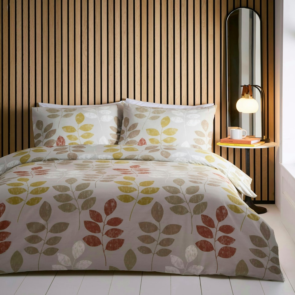 image 1 of Portfolio Home Avani Retro Floral Soft Easy Care Bed Linen Bedding Duvet Cover Quilt Set With Pillow Cases Brown | Double