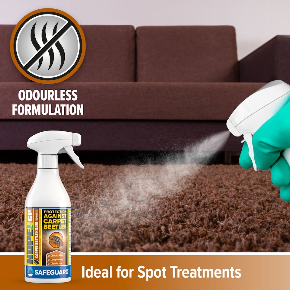 image 1 of NOPE CP Carpet Beetle Spray Killer 500ml - Fast Acting, Odourless Carpet Beetle Treatment for Home use