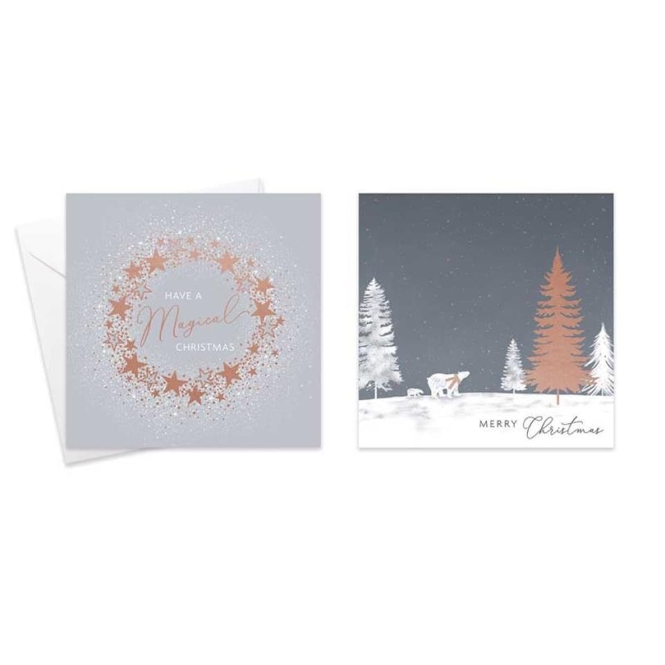 image 1 of Pack of 10 Square Platform Christmas Cards With Envelopes - Contemporary Foils Design
