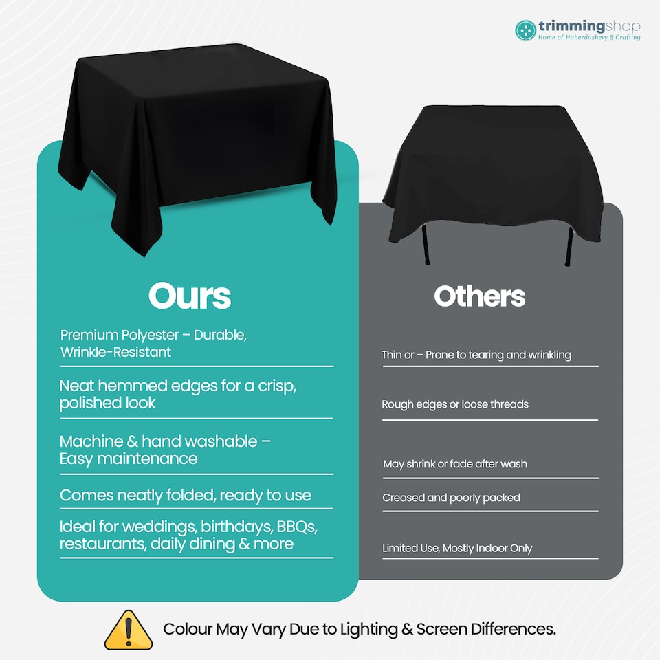 image 1 of Square Tablecloth Polyester, Premium Linen Table Cover - 54" x 54"