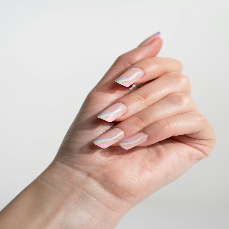 image 1 of Nail HQ Square Sorbet Swirl Nails