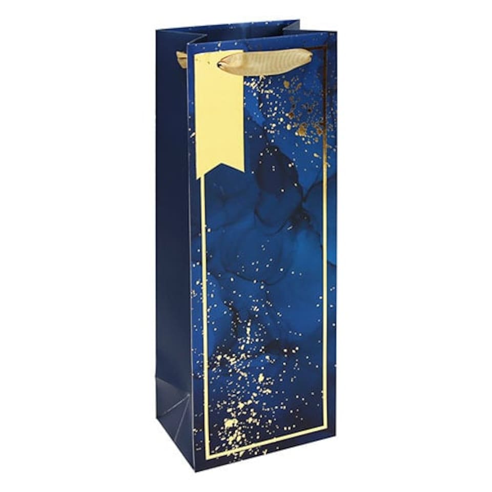 Dark Blue Marble Bottle Gift Bag 35cm