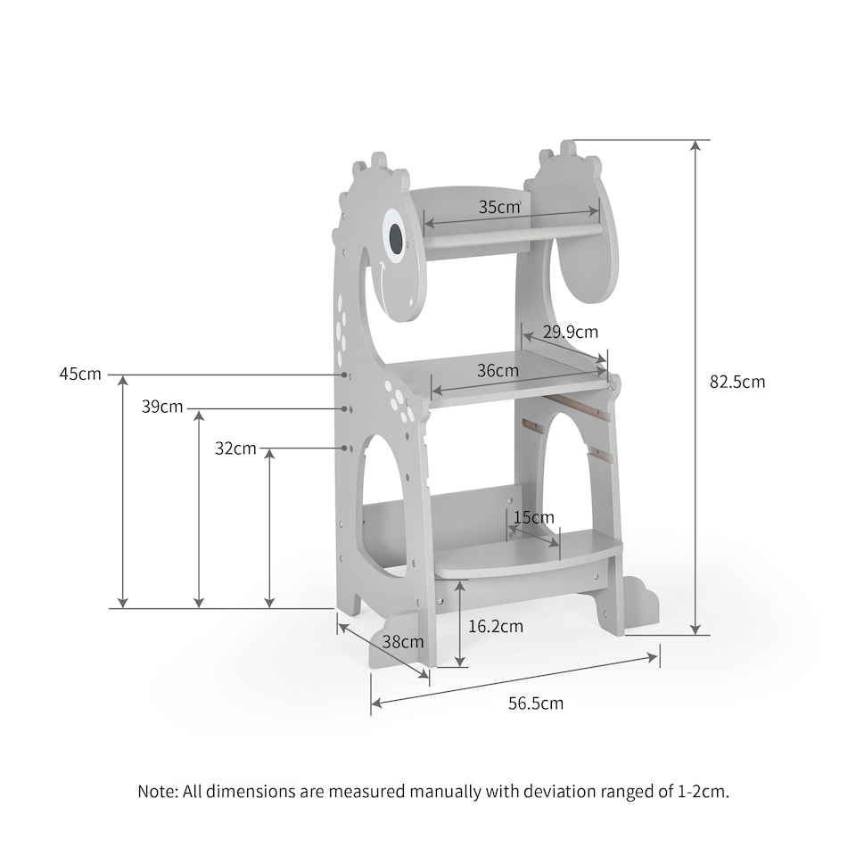 image 1 of Kidoz Toddler Learning Tower - Kitchen Helper with Safety Rail - Dinosaur Grey