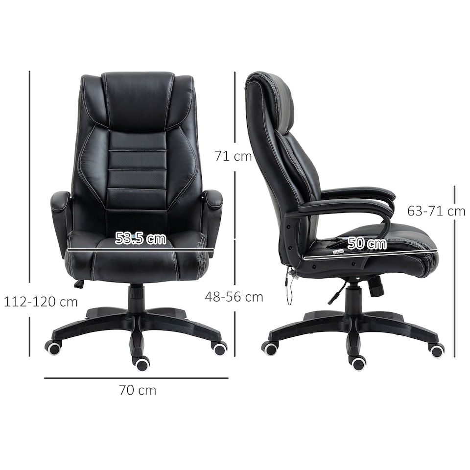 image 1 of Vinsetto Office Chair with 6-Point Maaage, PU Desk Chair with Padded Seat and Armrest, Computer Chair with Tilt Function for Home, Black
