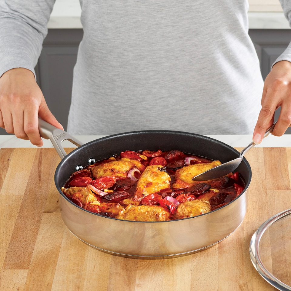 image 1 of Ninja C60126UK ZEROSTICK Stainless Steel 26cm Sauté Pan with Lid