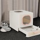 image 2 of Living and Home Enclosed Cat Litter Box with Scoop, Pink | Pink