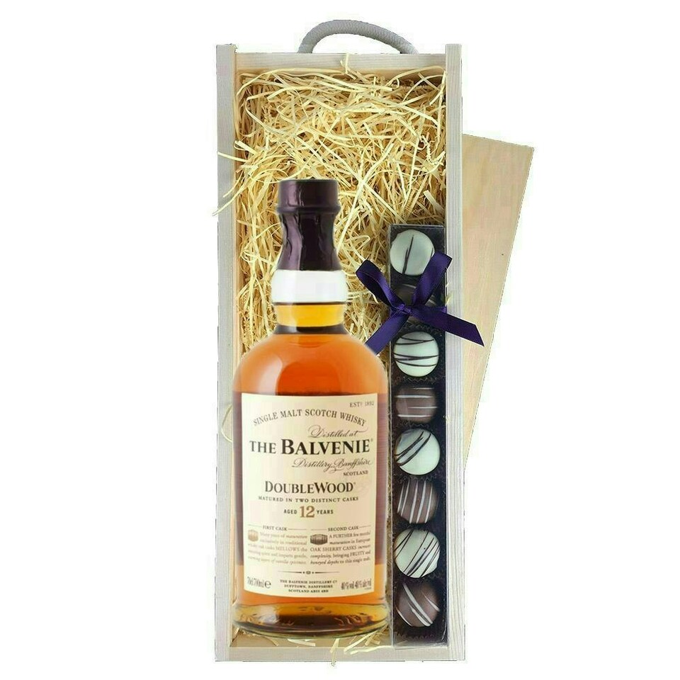 image 1 of Balvenie 12 Year Old DoubleWood Whisky & Truffles, Wooden Box 70cl 40% abv