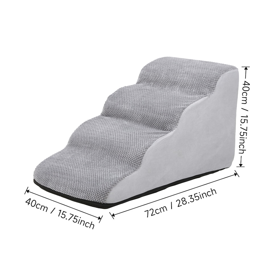 image 1 of Living and Home Non-Slip Pet Steps with Removable Washable Cover for Cats & Dogs | Grey | Grey | 1