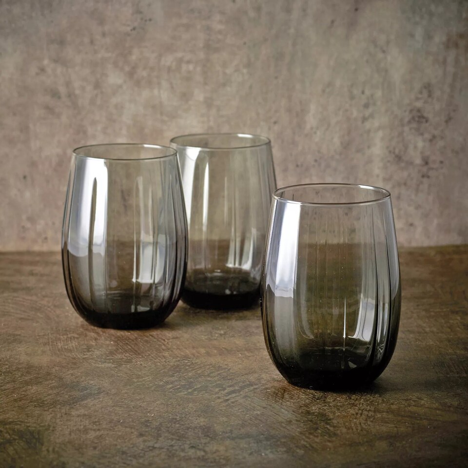image 1 of Linka Coloured Glasses Sets Glassware Cup Tall Short Cocktail Tumblers | Multi | Dark Grey 380ml + 500ml