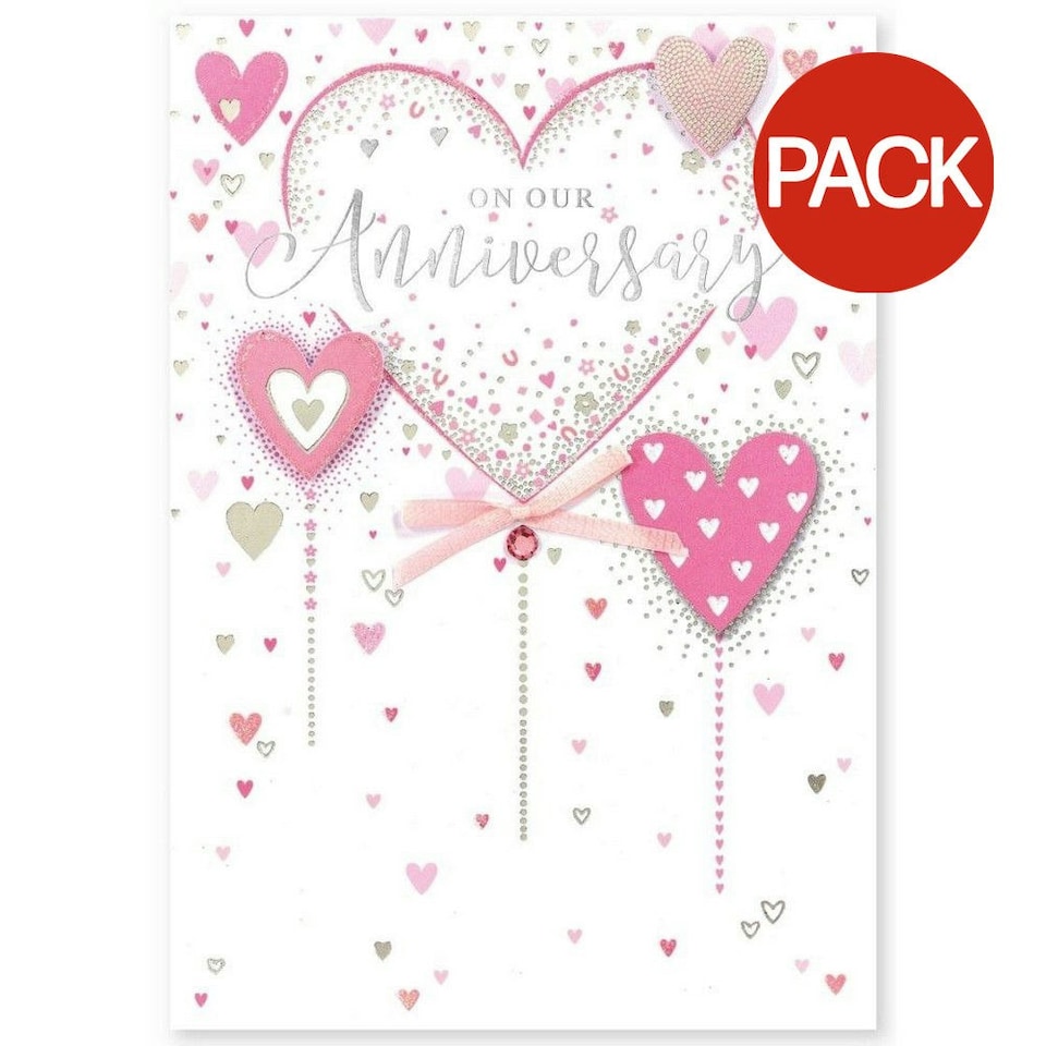 Simon Elvin Isabel Garden On Our Anniversery Greetings Card (Pack of 6) - White/Pink - One Size