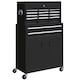 image 1 of HOMCOM Tool Chest, Metal Tool Cabinet on Wheels with 6 Drawers, Pegboard, Top Chest and Roller Cabinet Combo, 61.6 x 33 x 108cm, Black