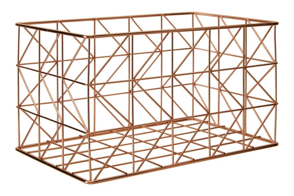 image 1 of Functional Copper Finish Zigzag Wire Basket, Stylish Wireframe Basket For Kitchen, High Quality Basket | Gold