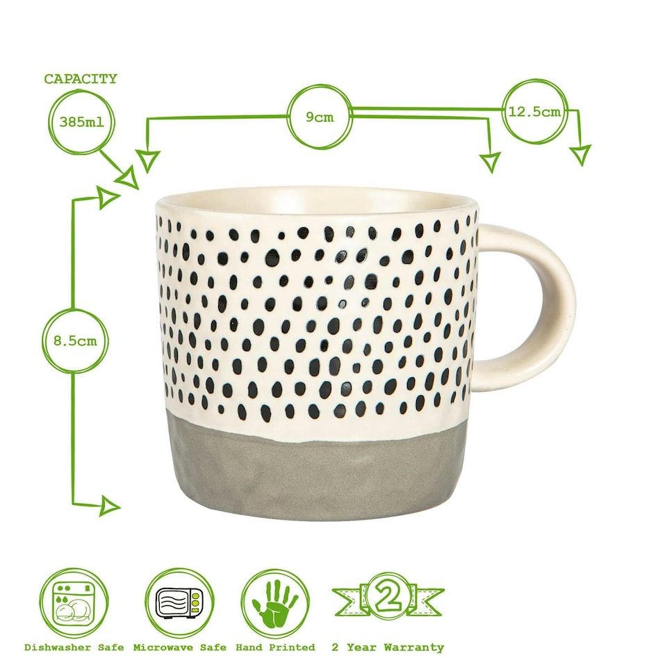 image 1 of Nicola Spring Ceramic Dipped Dots Coffee Mugs - 385ml - 4 Colours Multi
